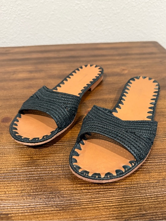 Carrie Forbes Shoes - Carrie Forbes Fati Black Woven Raffia Sandal Size 39